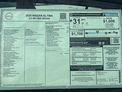 2025 Nissan Altima 2.5 SR PREMIUM PACKAGE