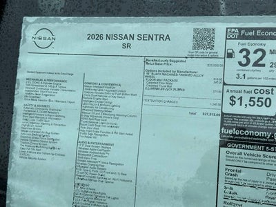 2026 Nissan Sentra SR FLOOR MAT PACKAGE