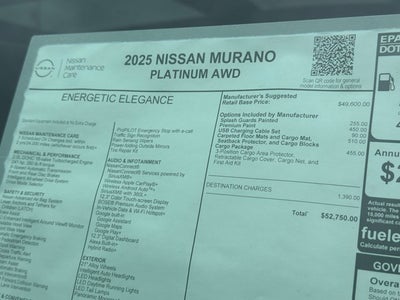 2025 Nissan Murano Platinum CARGO PACKAGE