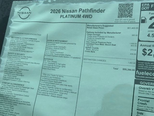 2026 Nissan Pathfinder Platinum CARGO PACKAGE