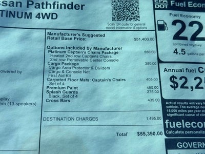 2026 Nissan Pathfinder Platinum CAPTAIN CHAIRS, CARGO PACKAGE