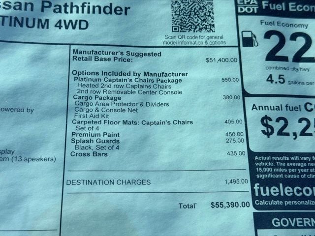 2026 Nissan Pathfinder Platinum CAPTAIN CHAIRS, CARGO PACKAGE