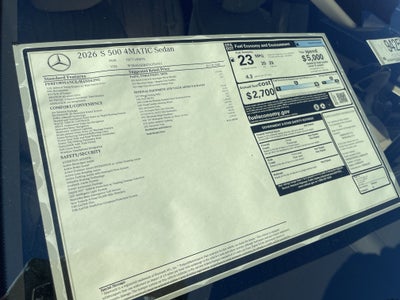 2026 Mercedes-Benz S-Class S 500 4MATIC® Sedan