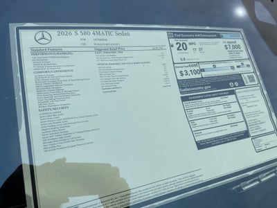 2026 Mercedes-Benz S-Class S 580 4MATIC® Sedan