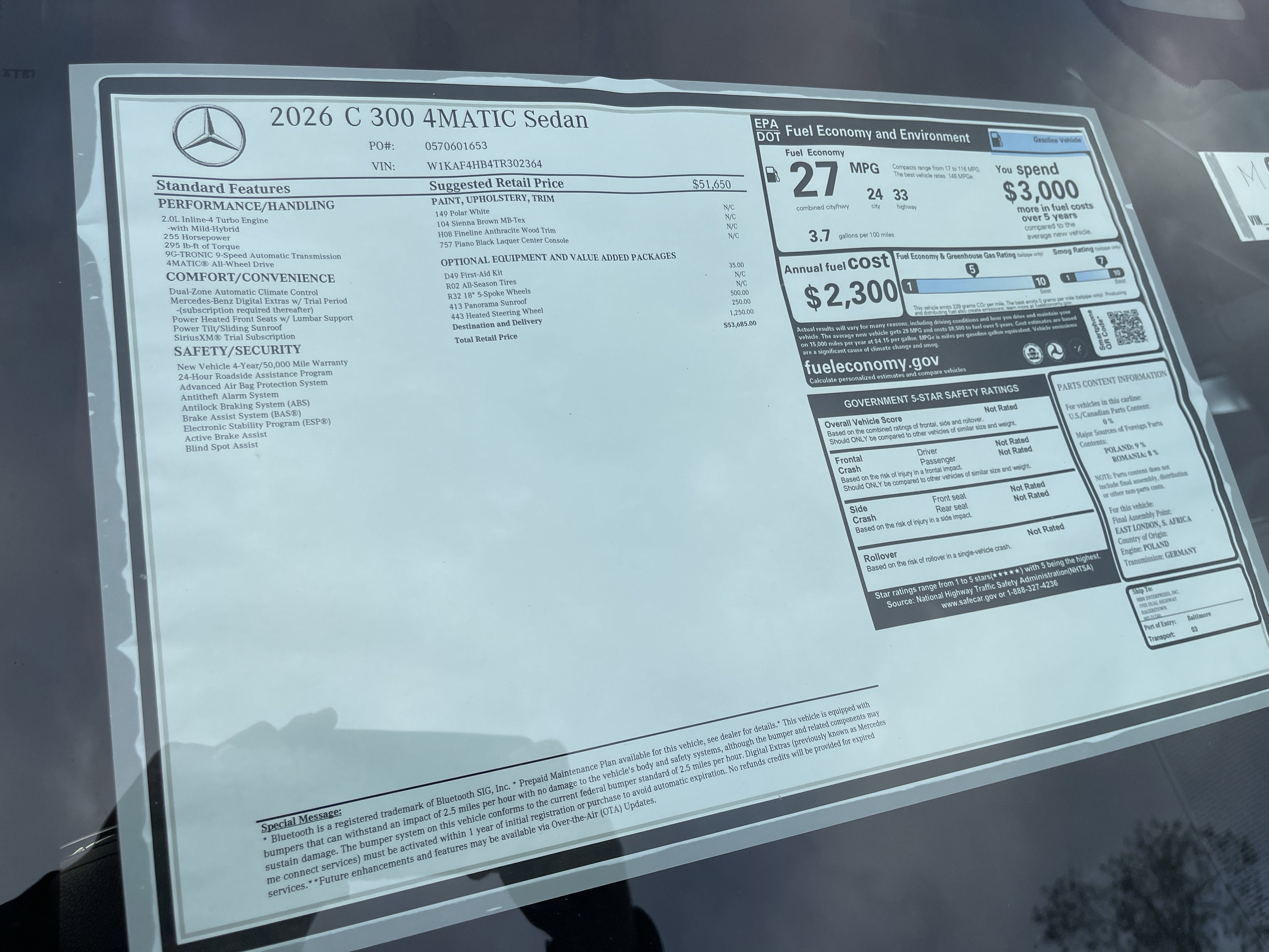 2026 Mercedes-Benz C-Class C 300 4MATIC® Sedan