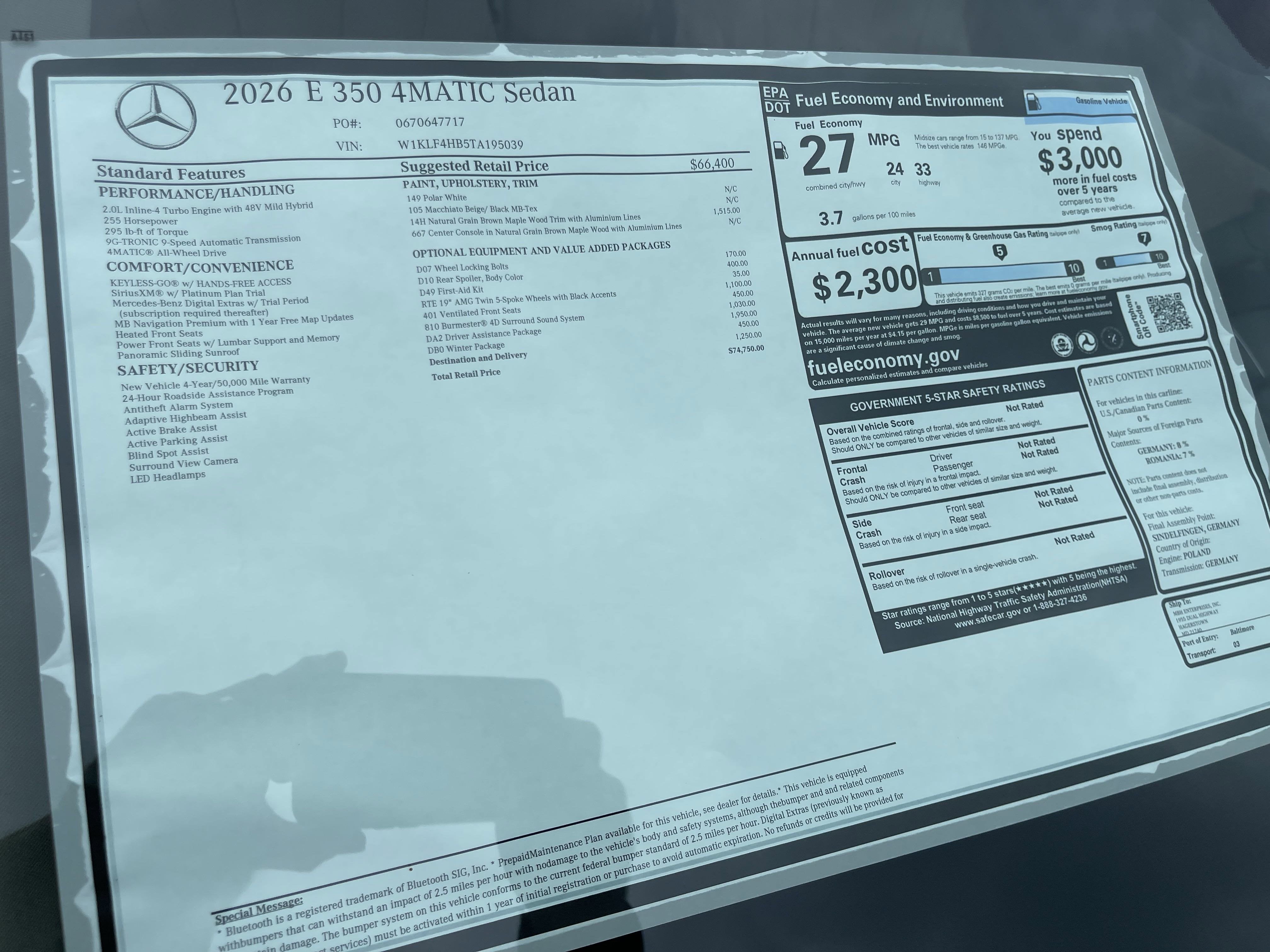 2026 Mercedes-Benz E-Class E 350 4MATIC® Sedan