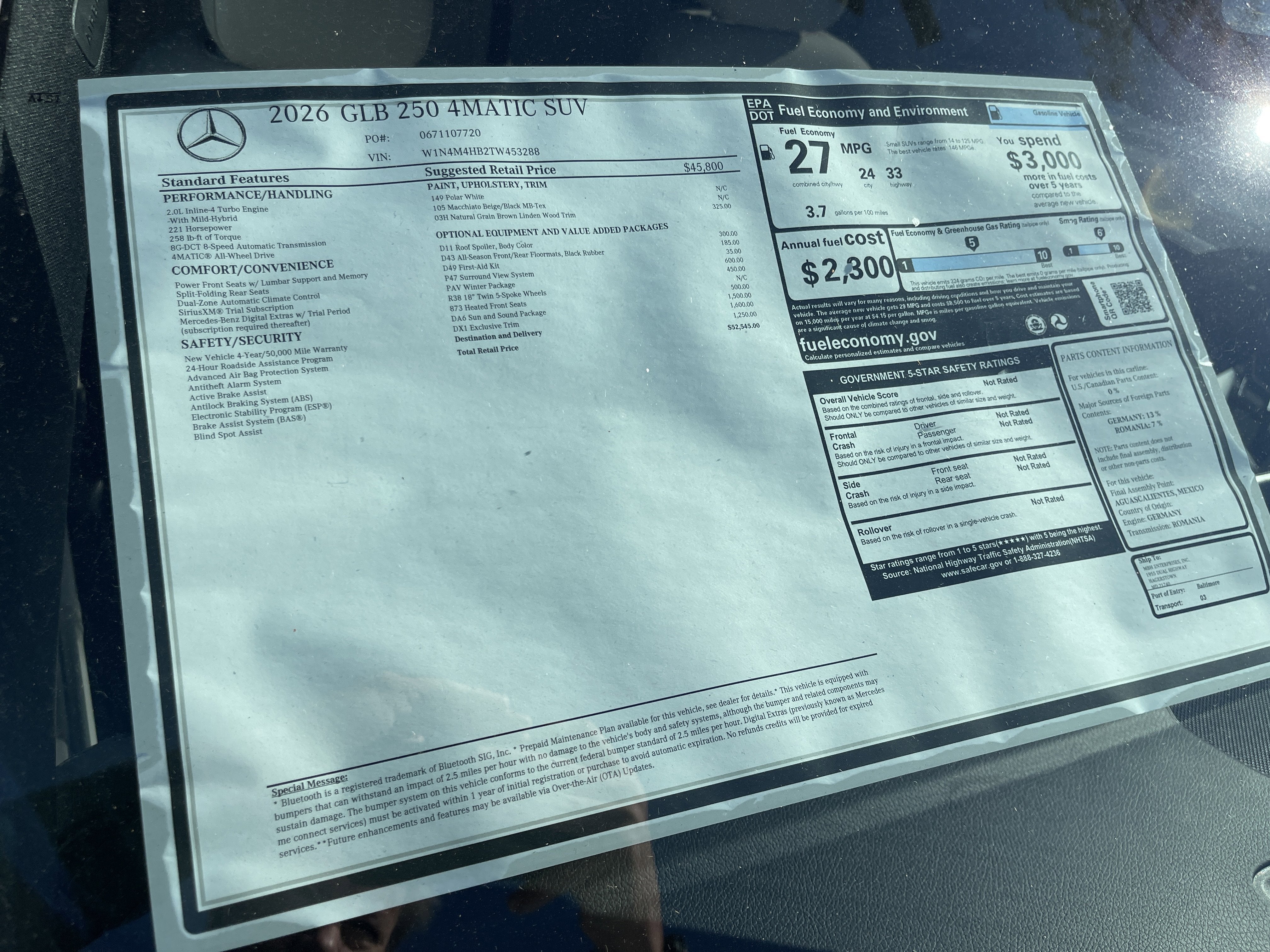 2026 Mercedes-Benz GLB GLB 250 4MATIC® SUV