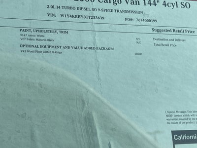 2026 Mercedes-Benz Sprinter Cargo Van 2500 Standard Roof I4 Diesel 144 RWD