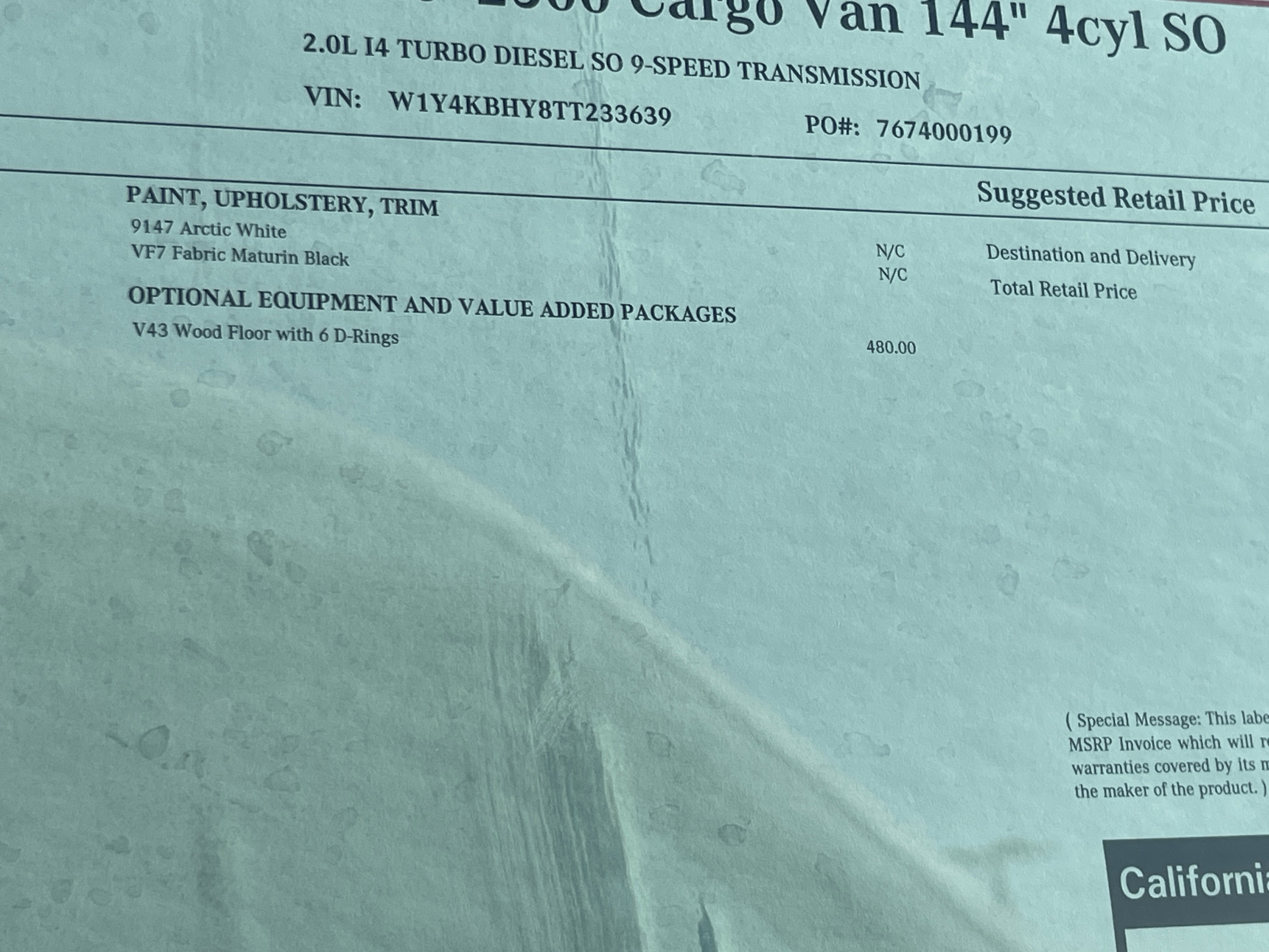 2026 Mercedes-Benz Sprinter Cargo Van 2500 Standard Roof I4 Diesel 144 RWD