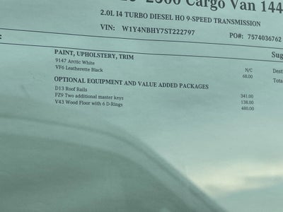 2025 Mercedes-Benz Sprinter Cargo Van 2500 Standard Roof I4 Diesel HO 144 RWD