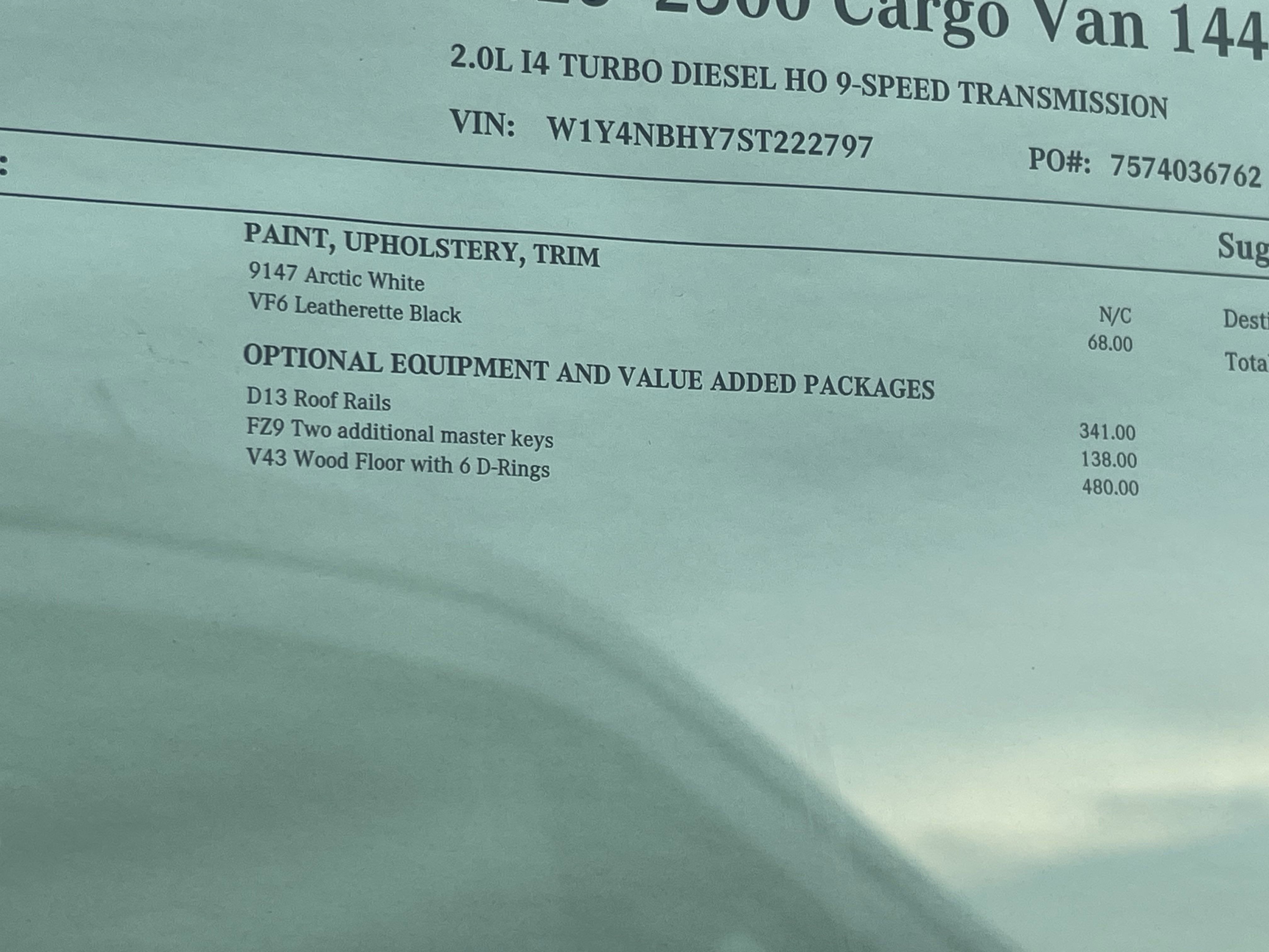 2025 Mercedes-Benz Sprinter Cargo Van 2500 Standard Roof I4 Diesel HO 144 RWD