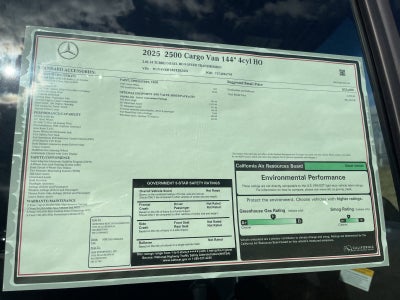 2025 Mercedes-Benz Sprinter Cargo Van 2500 Standard Roof I4 Diesel HO 144 RWD