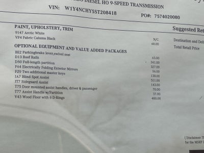 2025 Mercedes-Benz Sprinter Cargo Van 2500 High Roof I4 Diesel HO 170 RWD