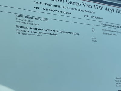 2026 Mercedes-Benz Sprinter Cargo Van 2500 High Roof I4 Diesel HO 170 AWD