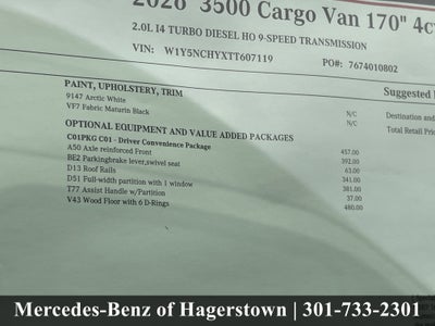 2026 Mercedes-Benz Sprinter Cargo Van 3500 High Roof I4 Diesel HO 170 RWD
