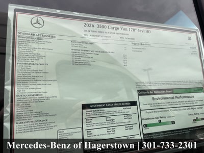 2026 Mercedes-Benz Sprinter Cargo Van 3500 High Roof I4 Diesel HO 170 RWD