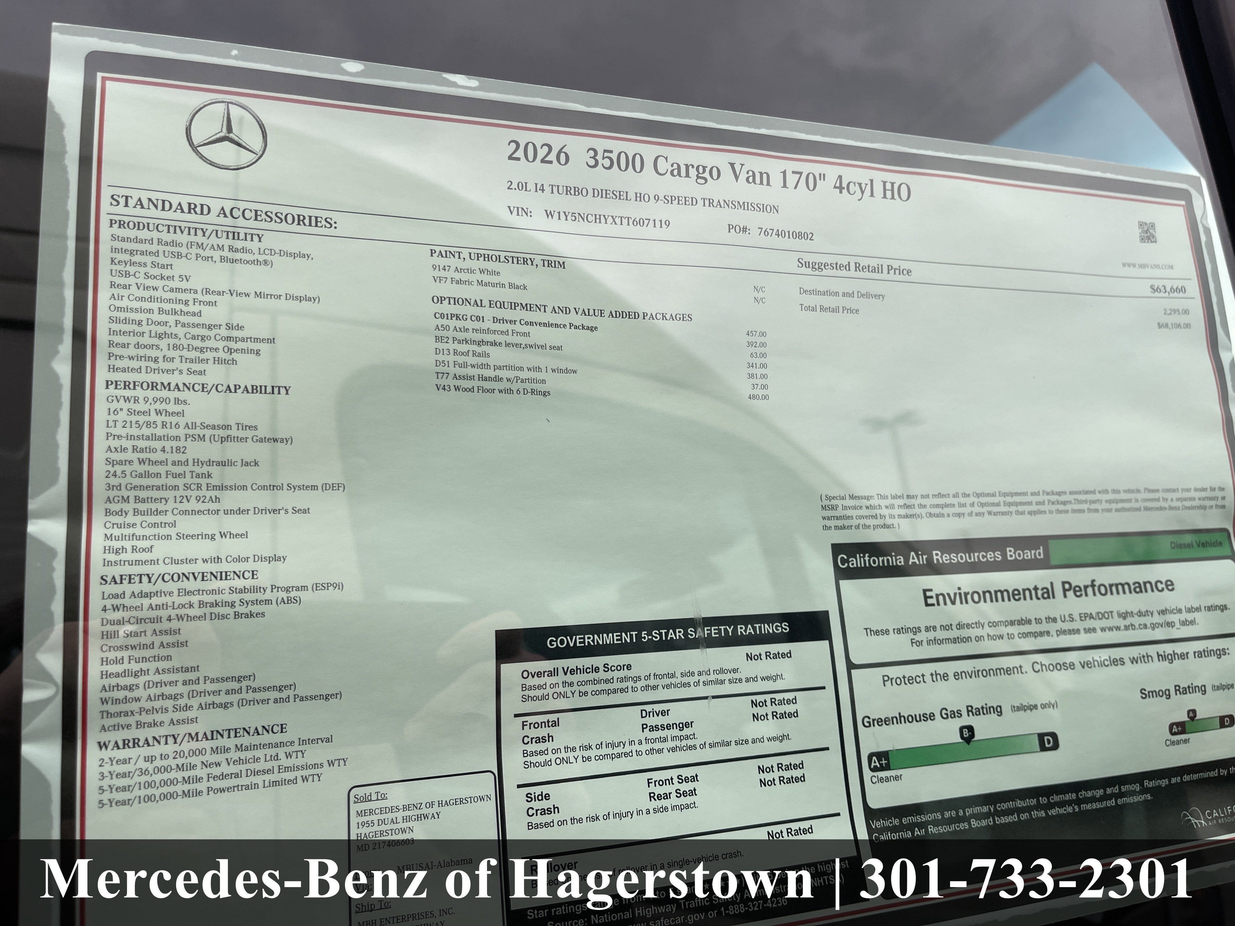 2026 Mercedes-Benz Sprinter Cargo Van 3500 High Roof I4 Diesel HO 170 RWD