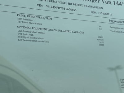 2026 Mercedes-Benz Sprinter Passenger Van 2500 High Roof I4 Diesel HO 144 RWD