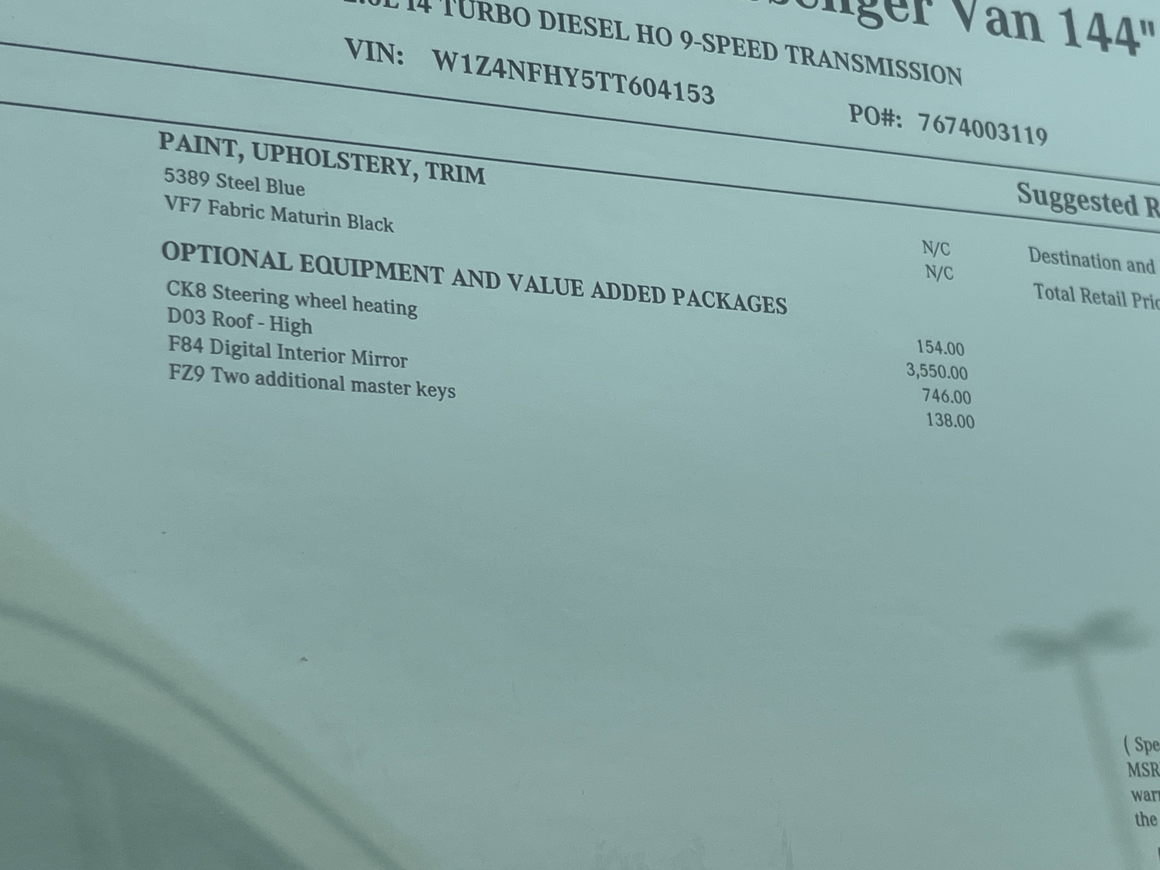 2026 Mercedes-Benz Sprinter Passenger Van 2500 High Roof I4 Diesel HO 144 RWD